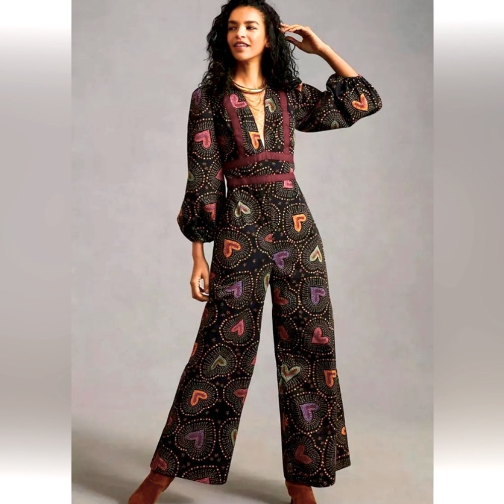 FARM Rio Multicolor Heart Print Jumpsuit